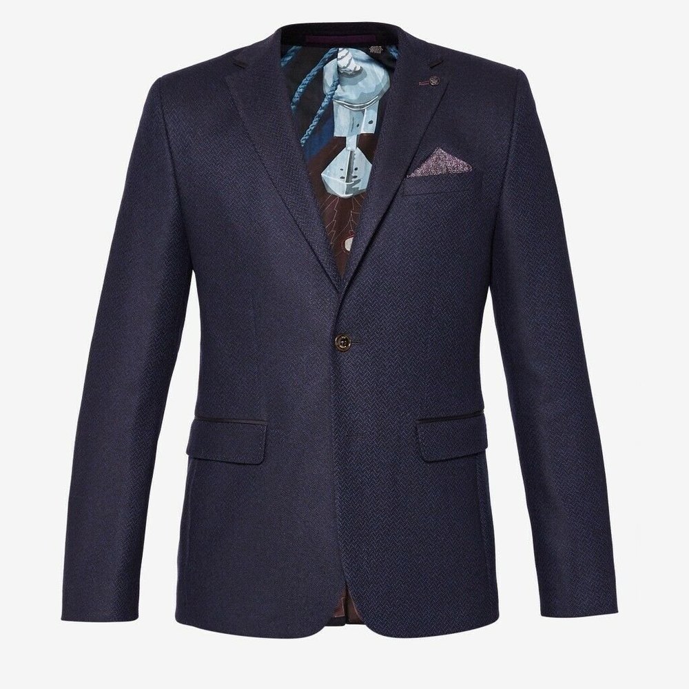 Ted Baker Semi Plain Wool Blazer Charcoal
